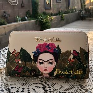 Authentic Young Frida Kahlo Double Zipper Wallet